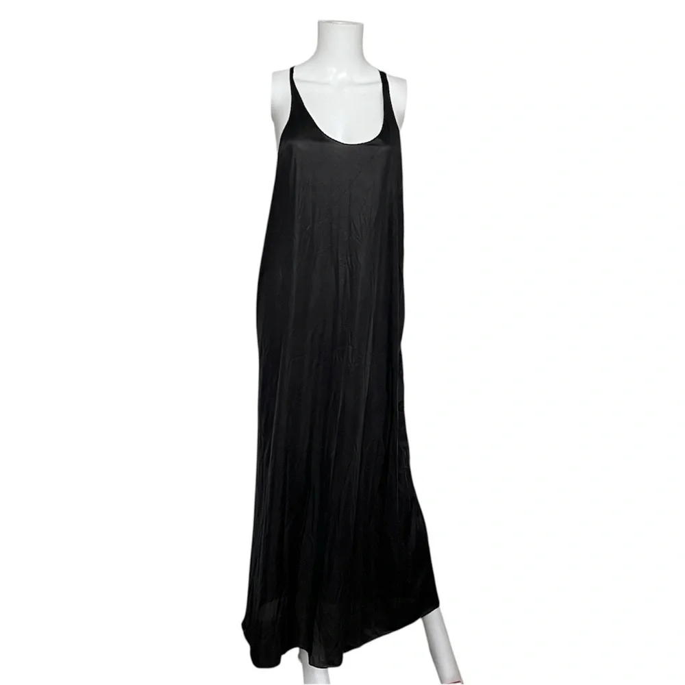 Vintage Black Sleeveless Nightgown Midi Dress Sheer Lightweight Womens Neutral - Picture 5 of 5